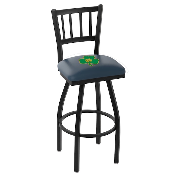 Holland Bar Stool Co 25" Blk Wrinkle Notre Dame Shamrock Swivel Bar Stool, Jailhouse Back - L01825ND-SHM