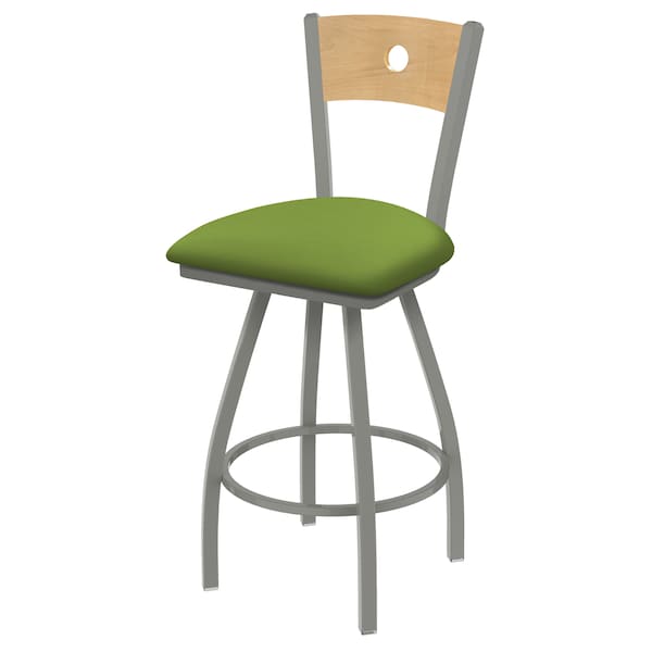 Holland Bar Stool Co 30" Swivel Counter Stool, SS Finish, Nat Back, Canter Kiwi Green Seat - 83036ANNATMPLB009