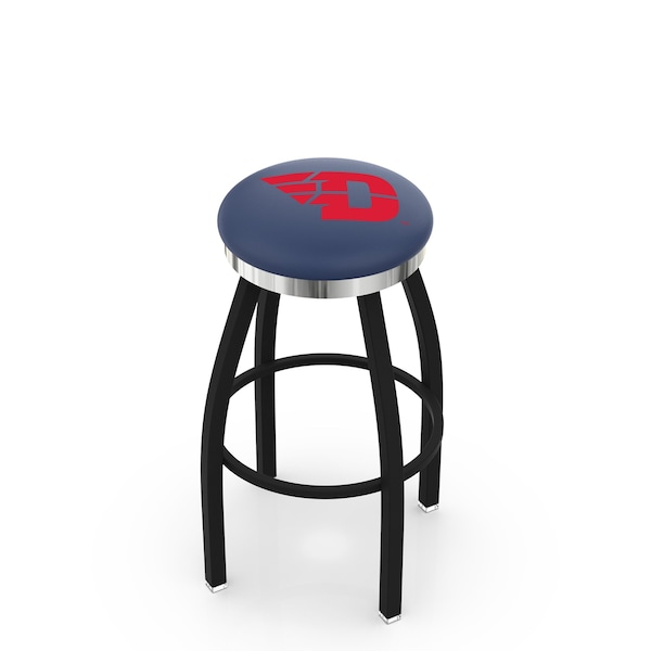 Holland Bar Stool Co 30" Blk Wrinkle University of Dayton Swivel Bar Stool, Chrome Ring - L8B2C30DYTNUN