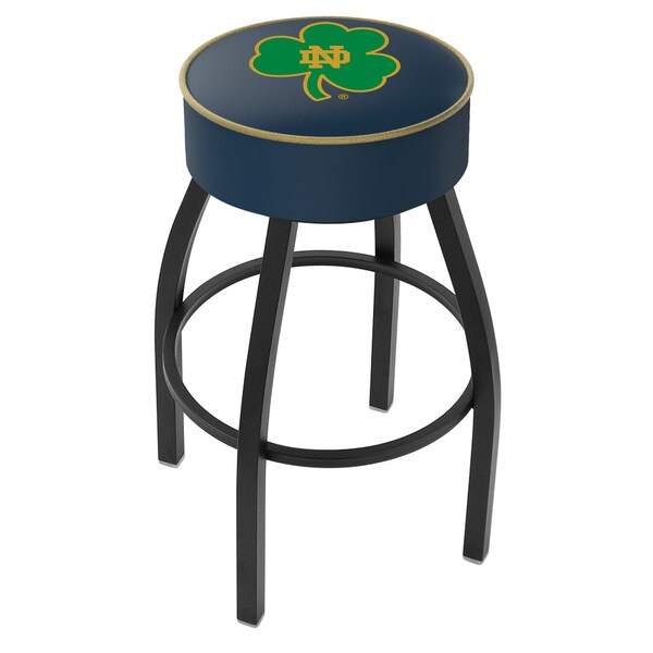Holland Bar Stool Co 25" Notre Dame Shamrock Cushion Seat, Blk Wrinkle Base Swivel Bar Stool - L8B125ND-SHM