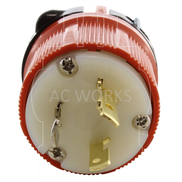 Ac Works NEMA L7-20P 20A 277V 3-Prong Locking Male Plug with UL, C-UL Approval in Orange - ASL720P