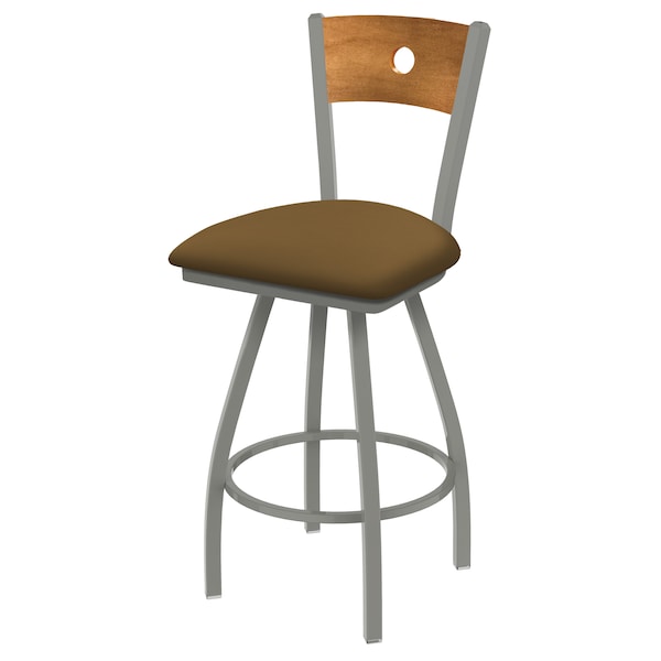Holland Bar Stool Co 30" Swivel Counter Stool, SS Finish, Med Back, Canter Saddle Seat - 83036ANMEDMPLB012