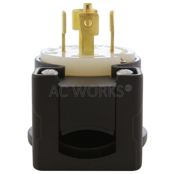 Ac Works NEMA L22-30P 30A 3-Phase Y 277/480V Elbow 5-Prong Locking Male Plug with UL, C-UL Approval - ASEL2230P