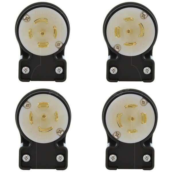 Ac Works NEMA L22-30P 30A 3-Phase Y 277/480V Elbow 5-Prong Locking Male Plug with UL, C-UL Approval - ASEL2230P