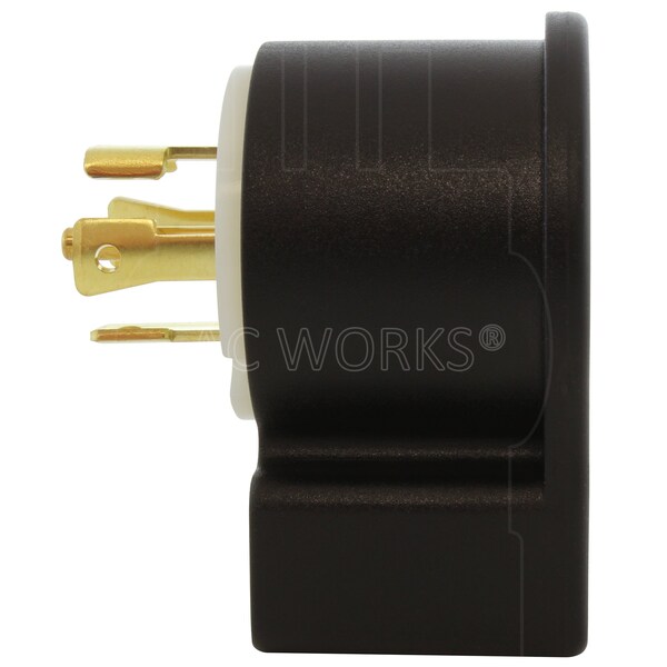Ac Works NEMA L22-30P 30A 3-Phase Y 277/480V Elbow 5-Prong Locking Male Plug with UL, C-UL Approval - ASEL2230P