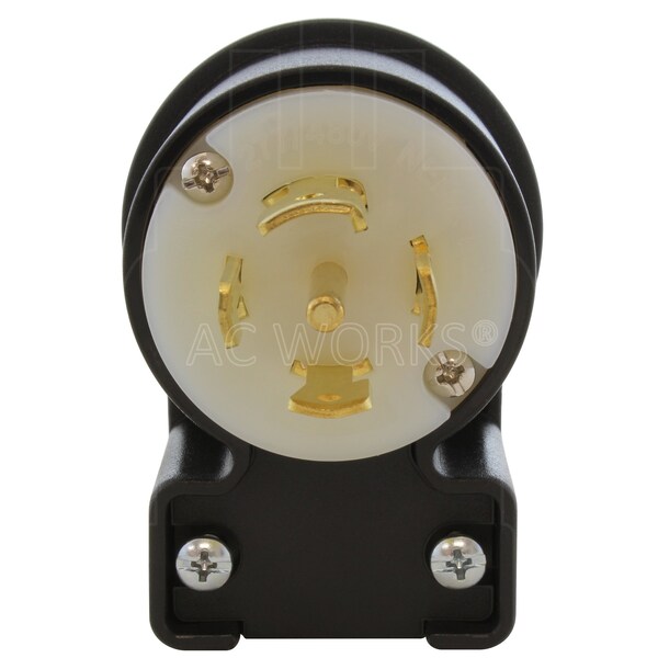 Ac Works NEMA L22-30P 30A 3-Phase Y 277/480V Elbow 5-Prong Locking Male Plug with UL, C-UL Approval - ASEL2230P