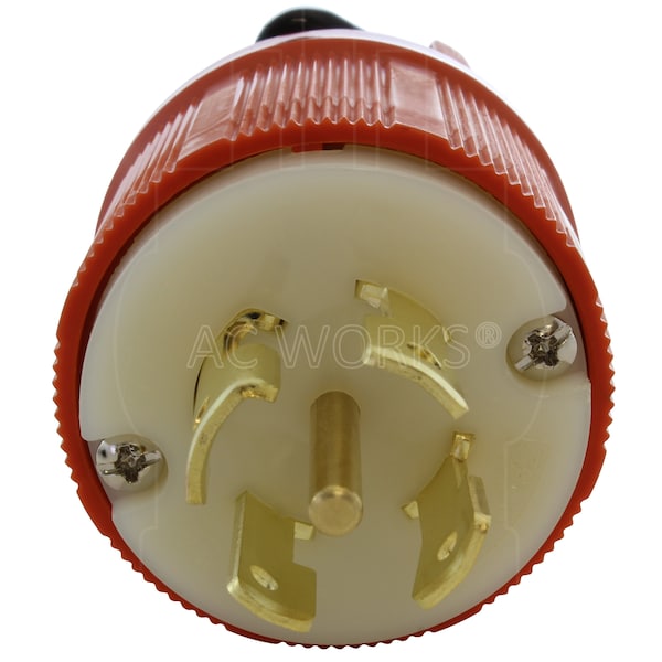 Ac Works NEMA L22-30P 30A 3-Phase Y 277/480V 5-Prong Locking Male Plug with UL, C-UL Approval in Orange - ASL2230P