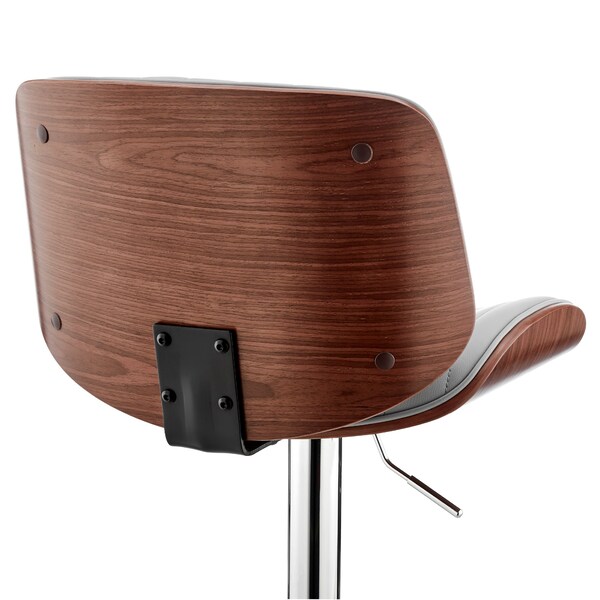 Armen Living Brock Adjustable Gray Faux Leather and Walnut Wood with Chrome Finish Bar Stool - LCBCBAWAGR