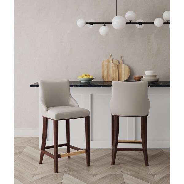 Manhattan Comfort Shubert Barstool in Light Grey - Set of 2 - 2-BS019-LG