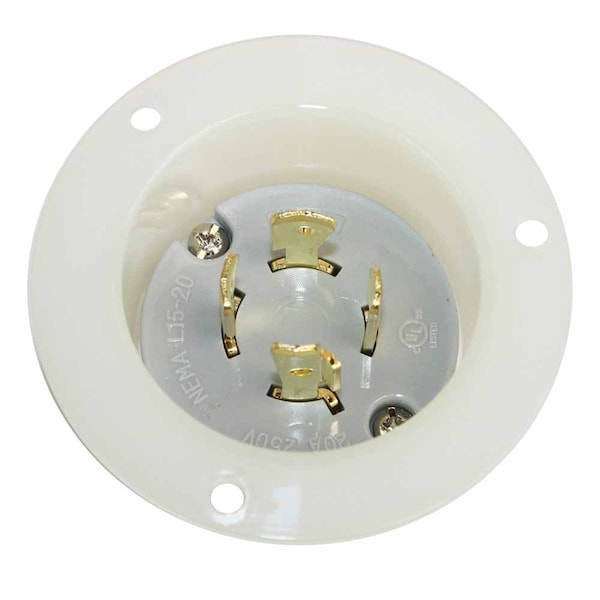 Superior Electric Twist Lock Flange Plug 3-Pole 4-Wire 20A 250V NEMA L15-20P - YGF171