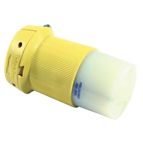 Hubbell 20A Midget Locking Connector 2P 3W 240VAC L6-20R YL - HBL23CM23