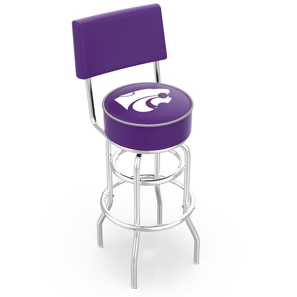 Holland Bar Stool Co 30" Chrome 2-Ring Kansas State Swivel Bar Stool, Back - L7C430KNSASS