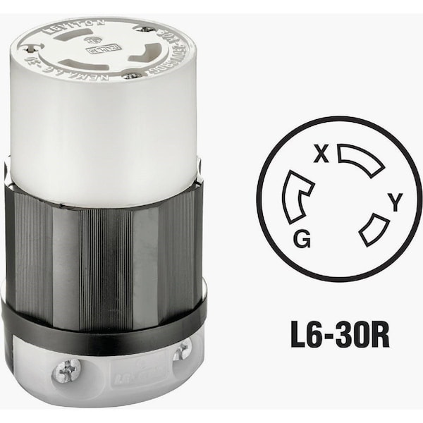 Leviton 30A 250V 3-Wire 2-Pole Industrial Grade Locking Cord Connector - 121-C2623-0PB