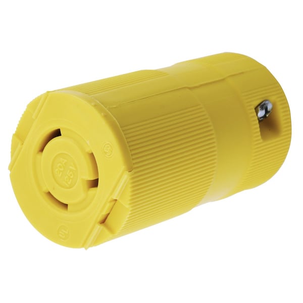 Hubbell Wiring Device-Kellems Locking Devices, Twist-Lock®, Valise, Female Connector Body, 20A 125V, 2-Pole 3-Wire Grounding, L5-20R, Screw Terminal, Yellow - HBL2313VY
