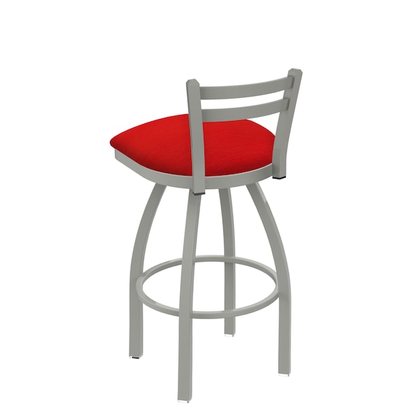 Holland Bar Stool Co 30" Low Back Swivel Bar Stool, Nickel Finish, Canter Red Seat - 41130AN011