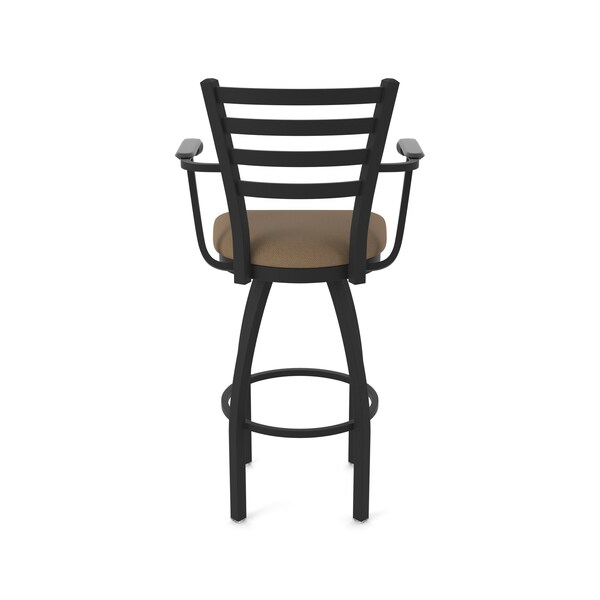 Holland Bar Stool Co Jackie with Arms 30 in. Swivel Bar Stool with Black Wrinkle Finish and Rein Thatch Seat - 415