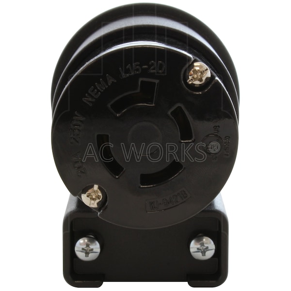 Ac Works NEMA L15-20R 3-Phase 20A 250V 4-Prong Elbow Locking Female Connector With UL, C-UL Approval - ASEL1520R