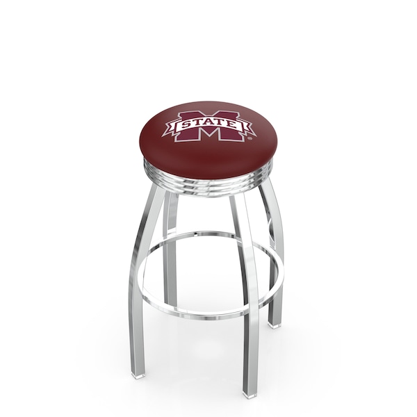 Holland Bar Stool Co 30" Chrome Mississippi State Swivel Bar Stool, Accent Ring - L8C3C30MSSSTU