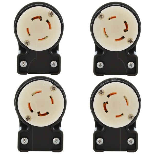 Ac Works NEMA L16-30R 3-Phase 30A 480V Elbow 4-Prong Locking Female Connector with UL, C-UL Approval - ASEL1630R