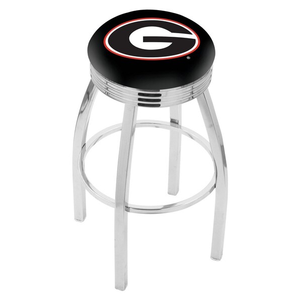 Holland Bar Stool Co 25" Chrome Georgia "G" Swivel Bar Stool, Accent Ring - L8C3C25GA-G