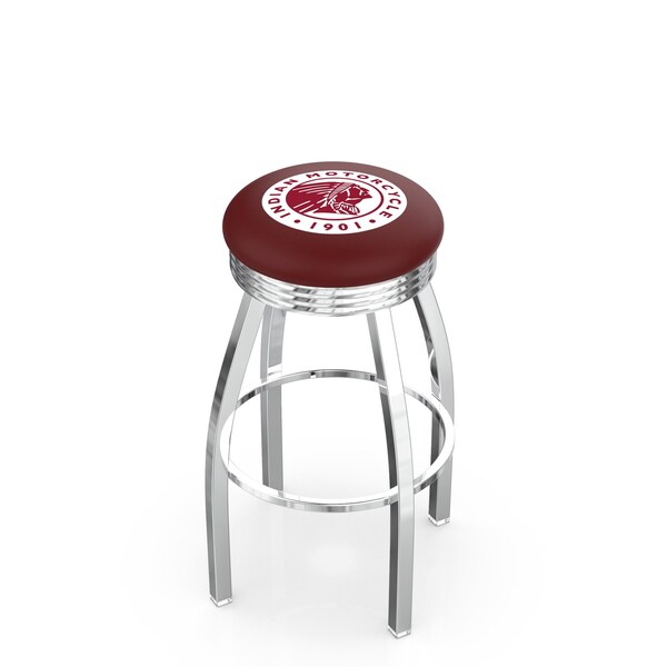 Holland Bar Stool Co 30" Chrome Indian Motorcycle Swivel Bar Stool, Accent Ring - L8C2C30INDN-HD