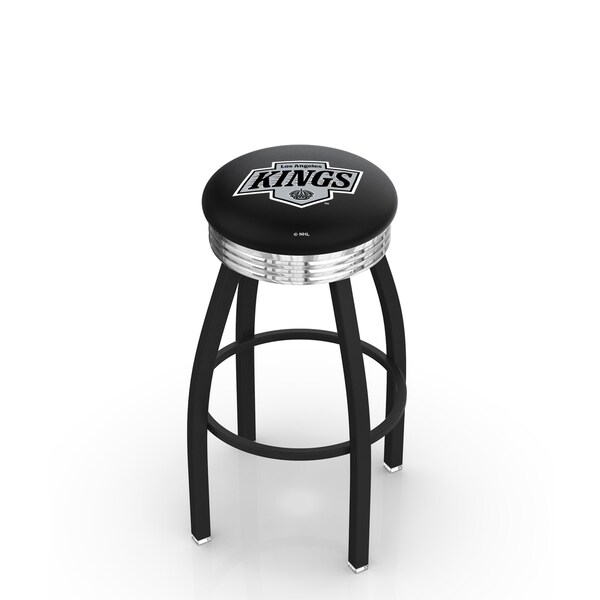Holland Bar Stool Co 30" Blk Wrinkle Los Angeles Kings Swivel Bar Stool, Chrome Ring - L8B3C30LAKING