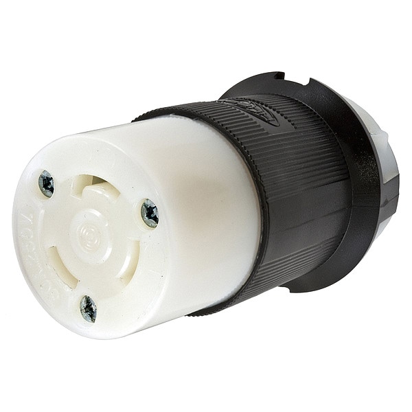 Hubbell 30A Locking Connector 2P 3W 250VAC BK/WT - HBL3333GC