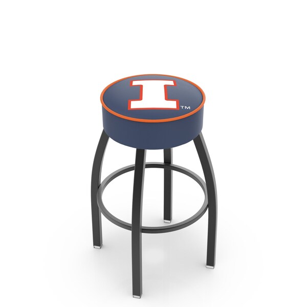 Holland Bar Stool Co 25" 4" Illinois Cushion Seat, Blk Wrinkle Base Swivel Bar Stool - L8B125ILLINIU
