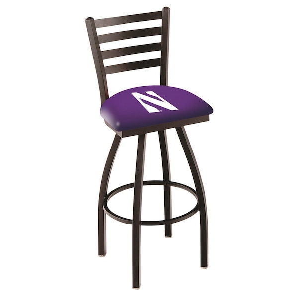 Holland Bar Stool Co 30" Blk Wrinkle Northwestern Swivel Bar Stool, Ladder Back - L01430NTHWST
