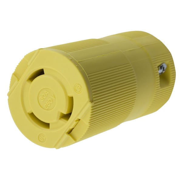 Hubbell Wiring Device-Kellems Locking Devices, Twist-Lock®, Valise, Female Connector Body, 30A 250V, 2-Pole3-Wire Grounding, L6-30R, Screw Terminal, Yellow - HBL2623VY