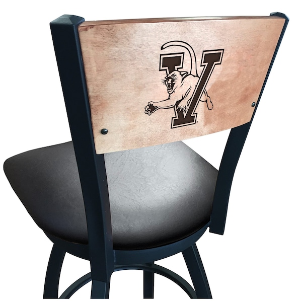 Holland Bar Stool Co 25" Blk Wrinkle Vermont Swivel Bar Stool, Laser Engraved Back - L03825BWMEDMPLAVERMNTBLKVINYL