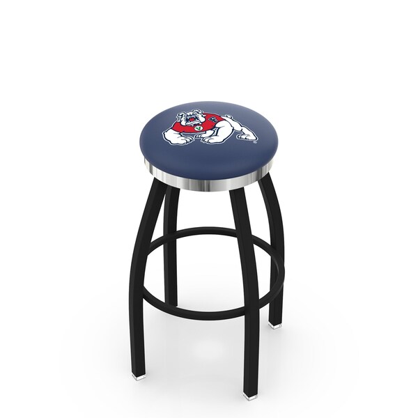 Holland Bar Stool Co 30" Blk Wrinkle Fresno State Swivel Bar Stool, Chrome Ring - L8B2C30FRESST