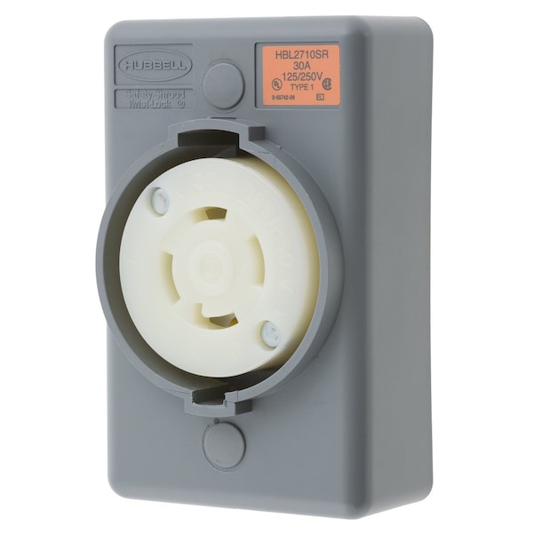 Hubbell 30A Twist-Lock Receptacle 3P 4W 125/250VAC L14-30R GY - HBL2710SR