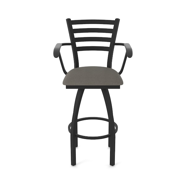 Holland Bar Stool Co Jackie with Arms 30 in. Swivel Bar Stool with Black Wrinkle Finish and Graph Chalice Seat - 415