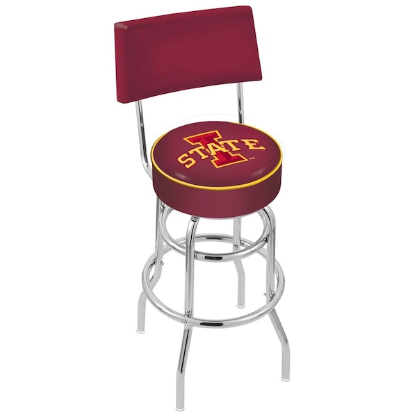 Holland Bar Stool Co 30" Chrome 2-Ring Iowa State Swivel Bar Stool, Back - L7C430IOWAST