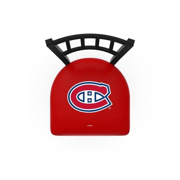 Holland Bar Stool Co 30" Blk Wrinkle Montreal Canadiens Swivel Bar Stool, Jailhouse Back - L01830MONCAN
