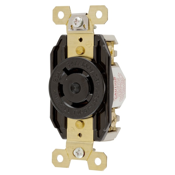 Hubbell Wiring Device-Kellems Locking Devices, Twist-Lock®, Industrial, Flush Receptacle, 20A 3-Phase WYE 347/600V AC, 4-Pole 4-Wire Non- Grounding, L20-20R, Screw Terminal, Black - HBL2460