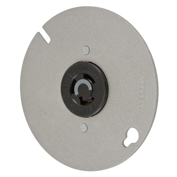 Hubbell Wiring Device-Kellems Locking Devices, Twist-Lock®, Industrial, Flush Receptacle, 15A 277V AC, 2-Pole 3-Wire Grounding, L7-15R, Screw Terminal, Mounted to 4"Box Cover - HBL4761