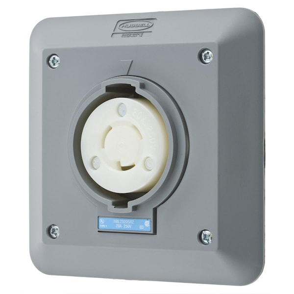 Hubbell 20A Twist-Lock Receptacle 2P 3W 250VAC L6-20R GY - HBL2320SR2