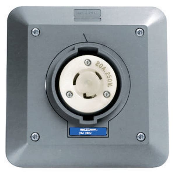 Hubbell 20A Twist-Lock Receptacle 2P 3W 250VAC L6-20R GY - HBL2320SR2