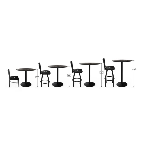 Holland Bar Stool Co Utah Hockey Club 30in Lighted Swivel Bar Stool - Black Vinyl - Commercial Grade Steel Frame - L500030