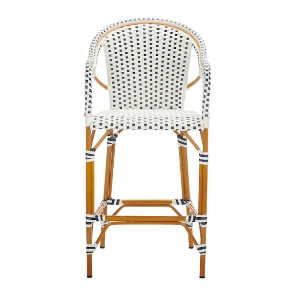 Safavieh 22.5 x 25.5 x 46.5 in. California Bar Stool White & Navy - PAT7535D