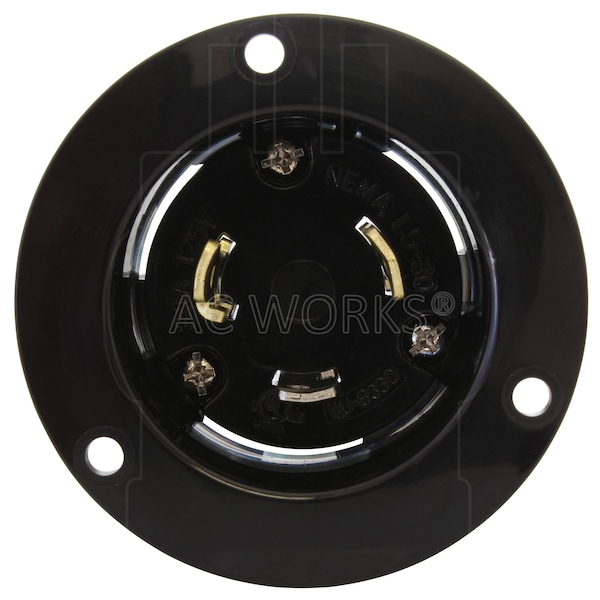 Ac Works 30-Amp 125-Volt L5-30P Power Input Inlet UL and C-UL Listed - ASINL530P