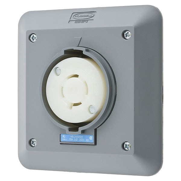 Hubbell 20A Twist-Lock Receptacle 3P 4W 250VAC L15-20R GY - HBL2420SR2