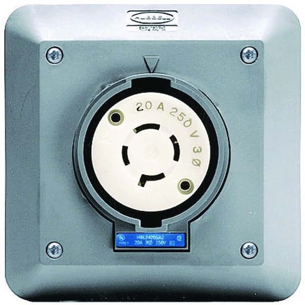 Hubbell 20A Twist-Lock Receptacle 3P 4W 250VAC L15-20R GY - HBL2420SR2