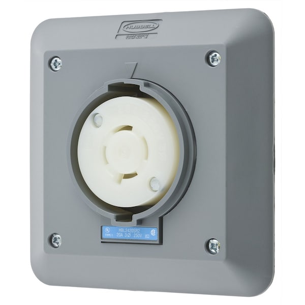 Hubbell 20A Twist-Lock Receptacle 3P 4W 250VAC L15-20R GY - HBL2420SR2