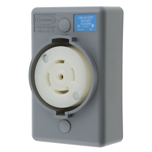 Hubbell 30A Locking Receptacle 4P 5W 120/208VAC L21-30R GY - HBL2810SR