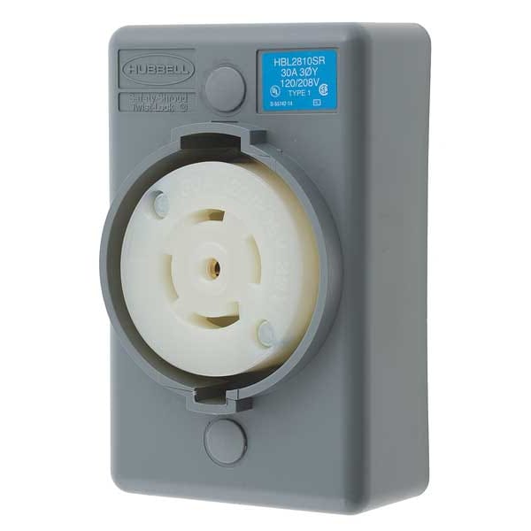 Hubbell 30A Locking Receptacle 4P 5W 120/208VAC L21-30R GY - HBL2810SR