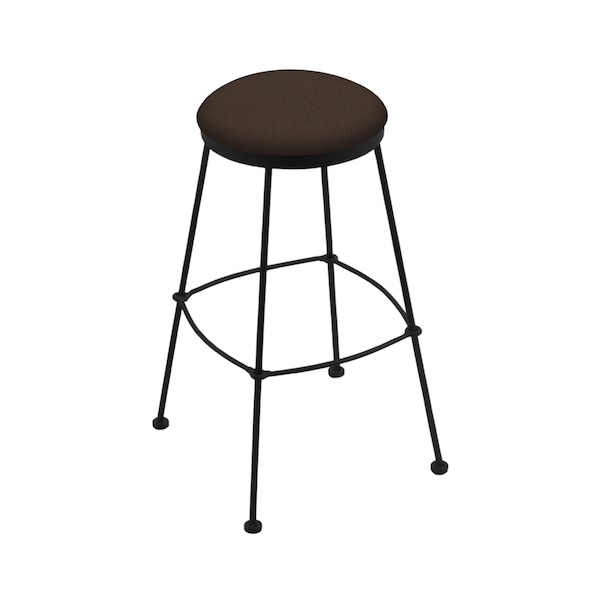 Holland Bar Stool Co 30" Stationary Bar Stool, Black Wrinkle, Rein Coffee Seat - 303030BW025
