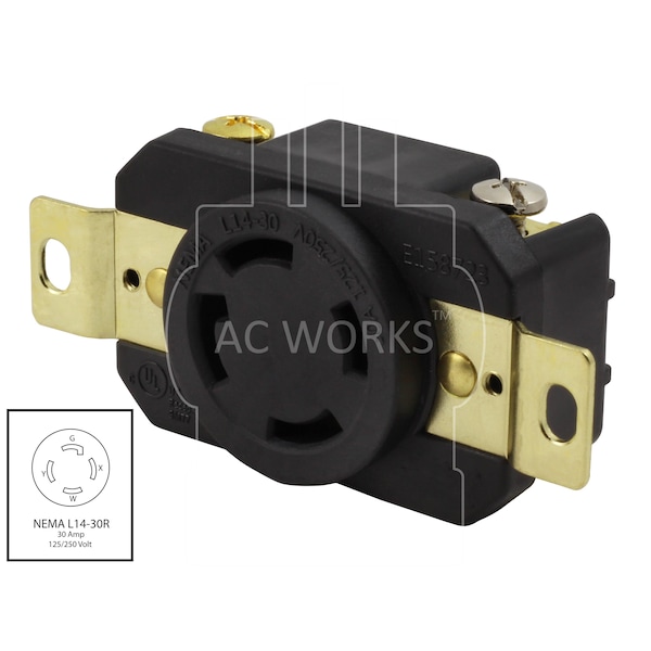 Ac Works 30A 125/250-V NEMA L14-30R Flush Mount Locking Industrial Grade Receptacle - FML1430R